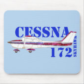 Cessna 172 Skyhawk Illustration Bold Text Design マウスパッド (正面)