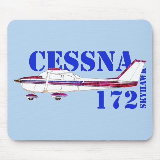 Cessna 172 Skyhawk Illustration Bold Text Design マウスパッド (正面)