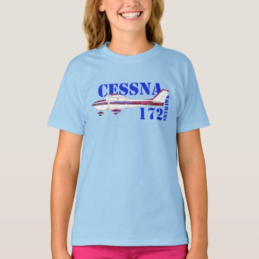 Cessna 172 Skyhawk Illustration Bold Text Design Tシャツ (正面)