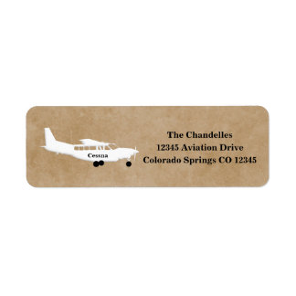Cessna Airplane Artistic Return Address Label ラベル