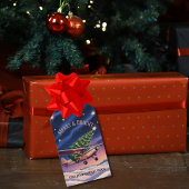 Cessna Airplane carries Christmas Tree Photo Funny ギフトタグ
