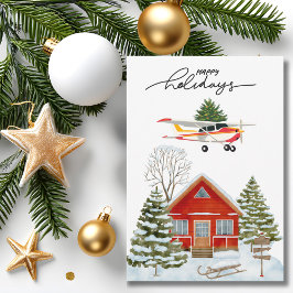 Cessna Airplane carries Christmas Tree Photo Funny シーズンカード