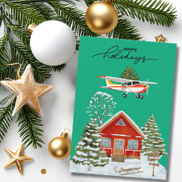 Cessna Airplane carries Christmas Tree Photo Funny シーズンカード