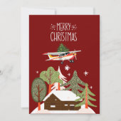Cessna Airplane carries Christmas Tree Photo Funny シーズンカード (正面)