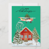 Cessna Airplane carries Christmas Tree Photo Funny シーズンカード (正面)