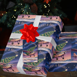 Cessna Airplane carries Christmas Tree Photo Funny ラッピングペーパー