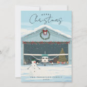 Cessna Airplane Christmas Tree in Hangar & Photo  シーズンカード (正面)