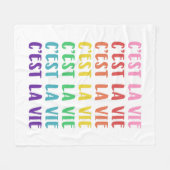 C'est La Vieことわざインフランスのレインボーレタリング フリースブランケット (正面(横))