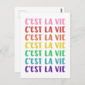 C'est La Vieことわざインフランスのレインボーレタリング ポストカード (正面/裏面)