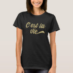 C'est La Vieleopard Print Words文字 フランスの Tシャツ<br><div class="desc">C'est La Vie – そのような人生 – フランスのブラックTシャツのLeopardプリントの単語文字</div>