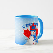 C'EST NOELカナダメープルリーフ雪だるまクリスマス マグカップ (正面右)