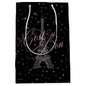 C'est siボンパリジャンスイーツ16ピンクブラックID1162 ミディアムペーパーバッグ (正面)