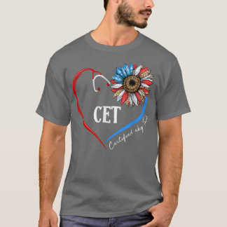 CET Certified Ekg Tech USA Sunflower Stethoscope H Tシャツ