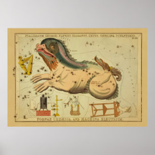 Cetus - Vintage Astronomical Star Chart Image ポスター