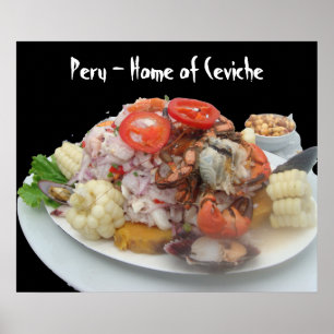 Cevicheの詐欺Mariscos -劇的で黒い背景の… ポスター