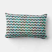 Cevronのダルマチア人ブラウンおよびティール(緑がかった色) ランバークッション (裏面)