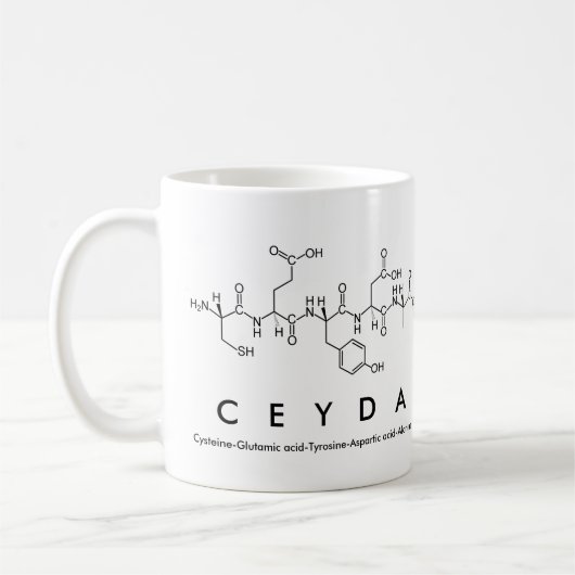 Ceydaペプチド名mug コーヒーマグカップ (左)