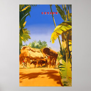 Ceylon vintage travel poster ポスター
