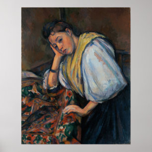 Cézanne - Young Italian Woman At A Table ポスター