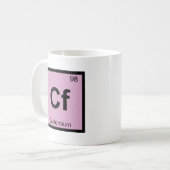 Cf - カリホルニウム 化学 周期表 シンボル コーヒーマグカップ (正面左)