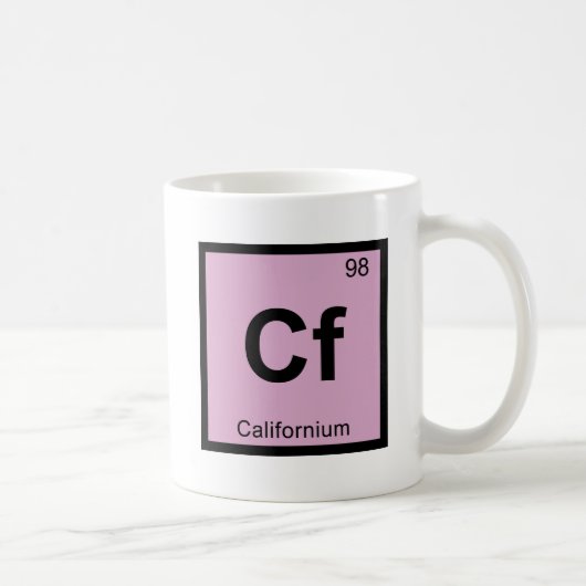 Cf - カリホルニウム 化学 周期表 シンボル コーヒーマグカップ (右)