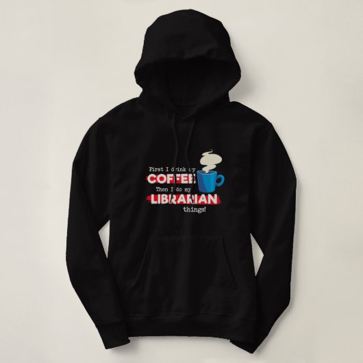 CF Coffee Librarian Coffee Lover Libraryアプリケおもしろいー パーカ (デザイン正面)
