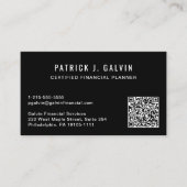 CFP ファイナンシャルプランナーQRコード ブラック 名刺 (正面)
