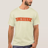 Cgillyオレンジ色のバナーショートスリーブシャツ Tシャツ (正面)