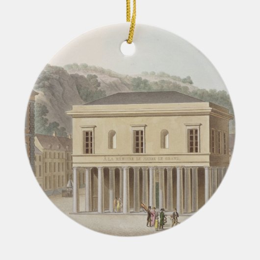 「CHからのスパのPouhonの噴水の柱廊玄関、 セラミックオーナメント (正面)