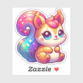 Chで愛らしいレインボーテールきらめくリス シール (シート)