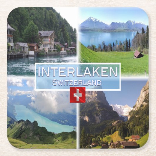 CHスイス – インターラーケン – Lake Thun - Thunerse スクエアペーパーコースター (正面)