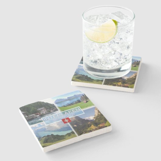 CHスイス – インターラーケン – Lake Thun - Thunerse ストーンコースター (横)