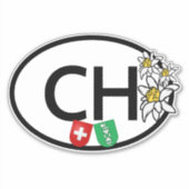 CHスイス&カントンセントガレンフラッグス | Edelweiss シール (正面)