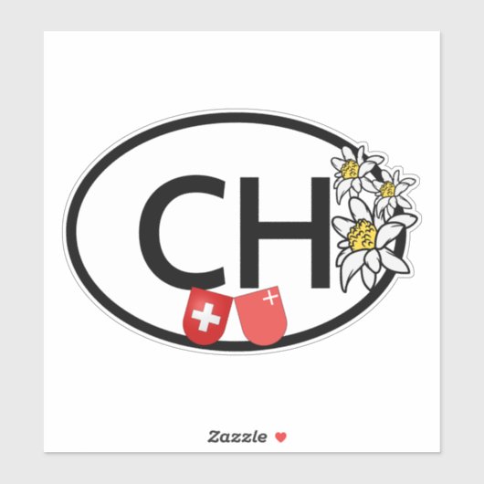 CHスイス&キントンシュウィズフラッグス | Edelweissの花 シール (シート)