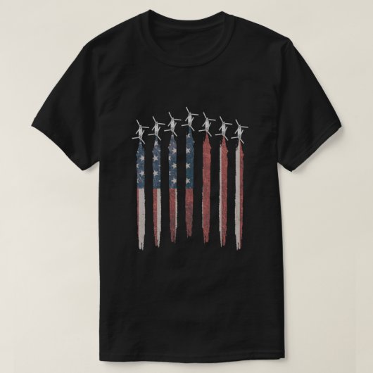 CH47シノックヘリコプターアメリカ国旗シノックスクア Tシャツ (デザイン正面)