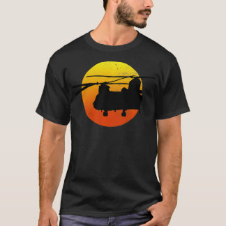 CH47 Chinook Silhouette Sunset Military Helicopter Tシャツ