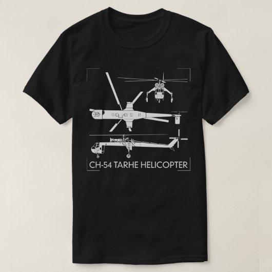 CH54ターヘヘリコプタースカイクレーン切り出しシルエット Tシャツ (デザイン正面)