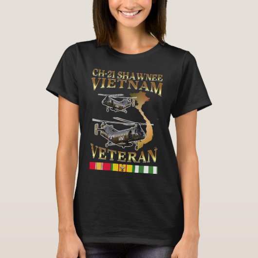 CH 21 Shawnee h21 helicopter Vietnam veteran Tシャツ (正面)