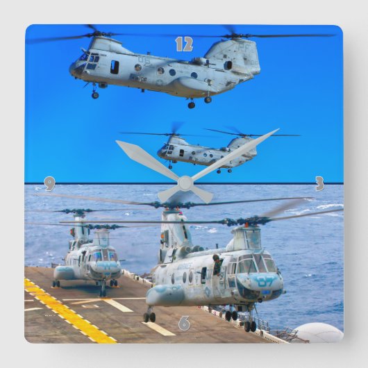 CH-46Eシーナイト スクエア壁時計 (正面)