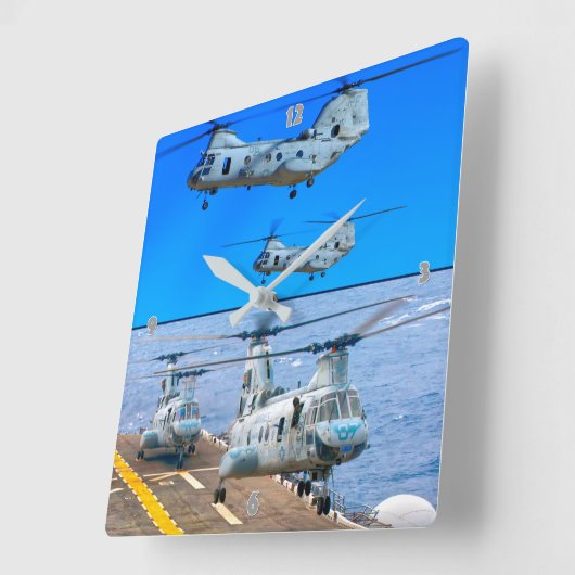 CH-46Eシーナイト スクエア壁時計 (傾斜)