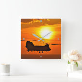 CH-47Fチヌーク スクエア壁時計 (ホーム)
