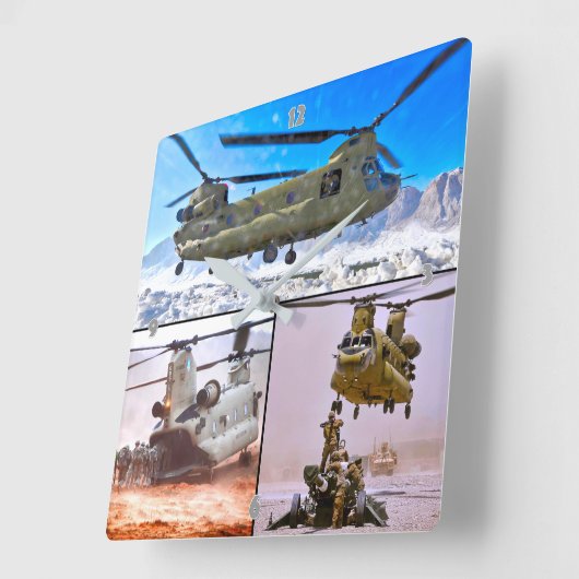 CH-47Fチヌーク スクエア壁時計 (傾斜)