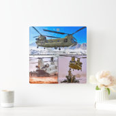 CH-47Fチヌーク スクエア壁時計 (ホーム)