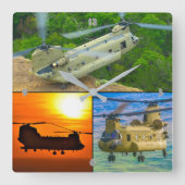 CH-47Fチヌーク スクエア壁時計 (正面)