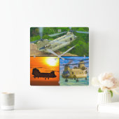 CH-47Fチヌーク スクエア壁時計 (ホーム)