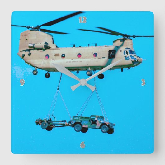 CH-47Fチヌーク スクエア壁時計 (正面)