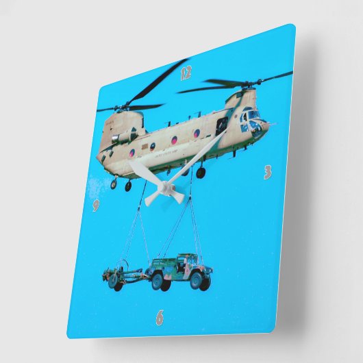 CH-47Fチヌーク スクエア壁時計 (傾斜)