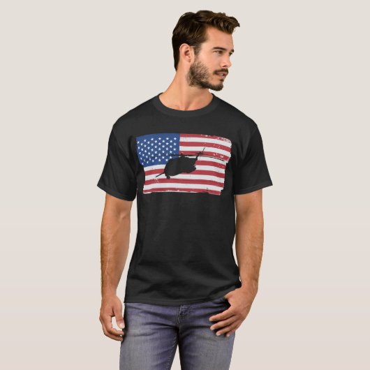 CH-53 Super Stallion Helicopter American Flag CH53 Tシャツ (正面フル)