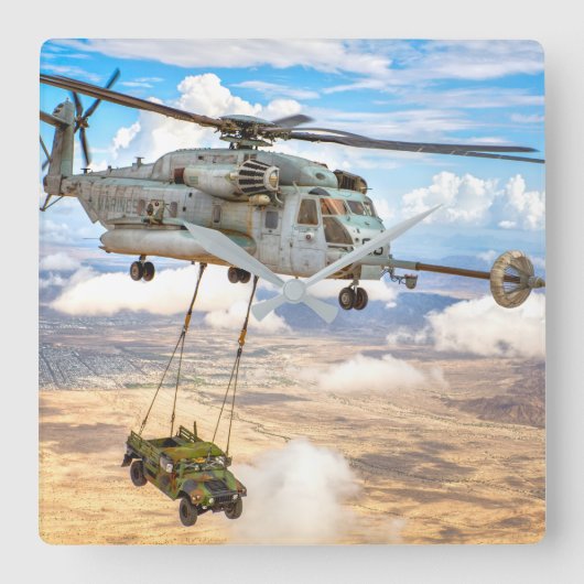 CH-53Eスタリすごいオン スクエア壁時計 (正面)