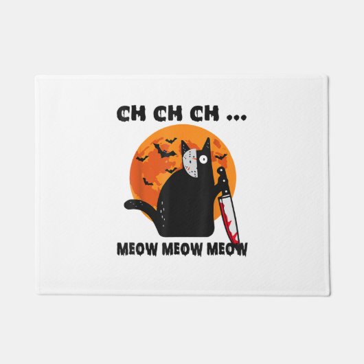 Ch Ch Ch Meow Meow おもしろい Cat ドアマット (正面)